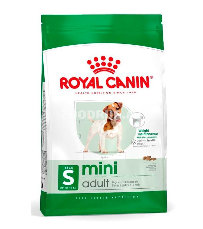 Сухой корм Royal Canin Mini Adult для взрослых собак маленьких пород со вкусом курицы.