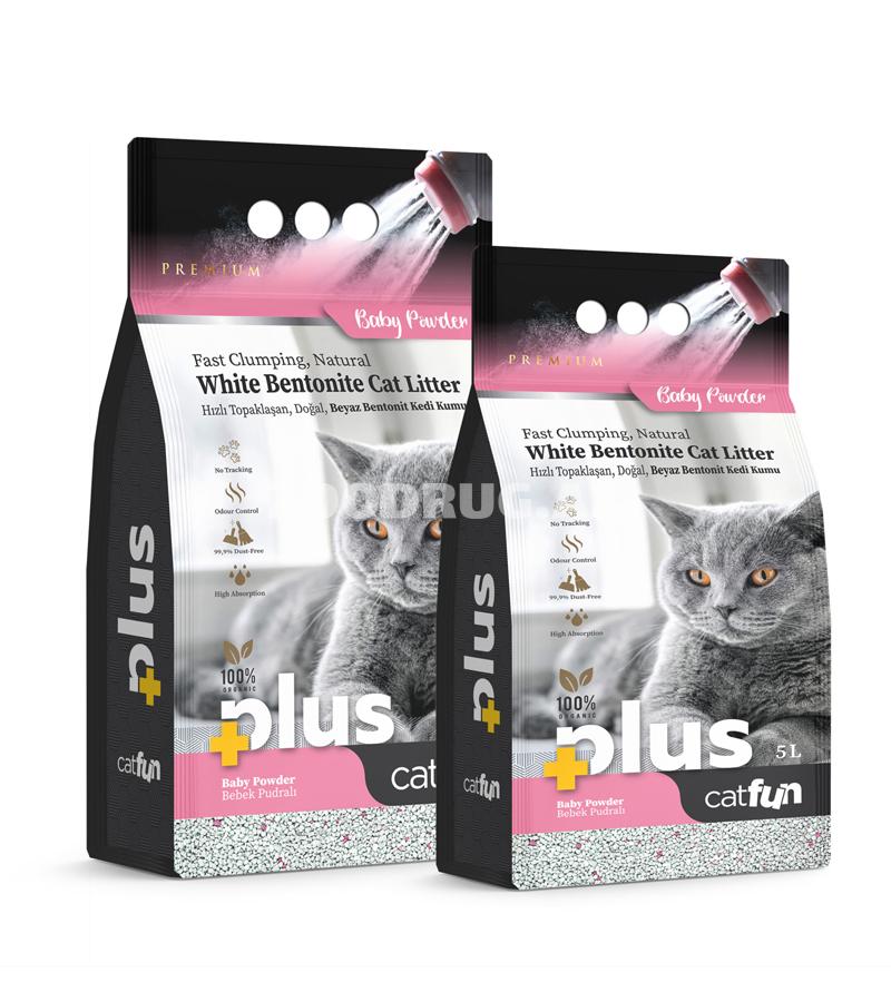 Наполнитель для кошачьего туалета CatFun Plus  бентонитовый, комкующийся с ароматом детской присыпки