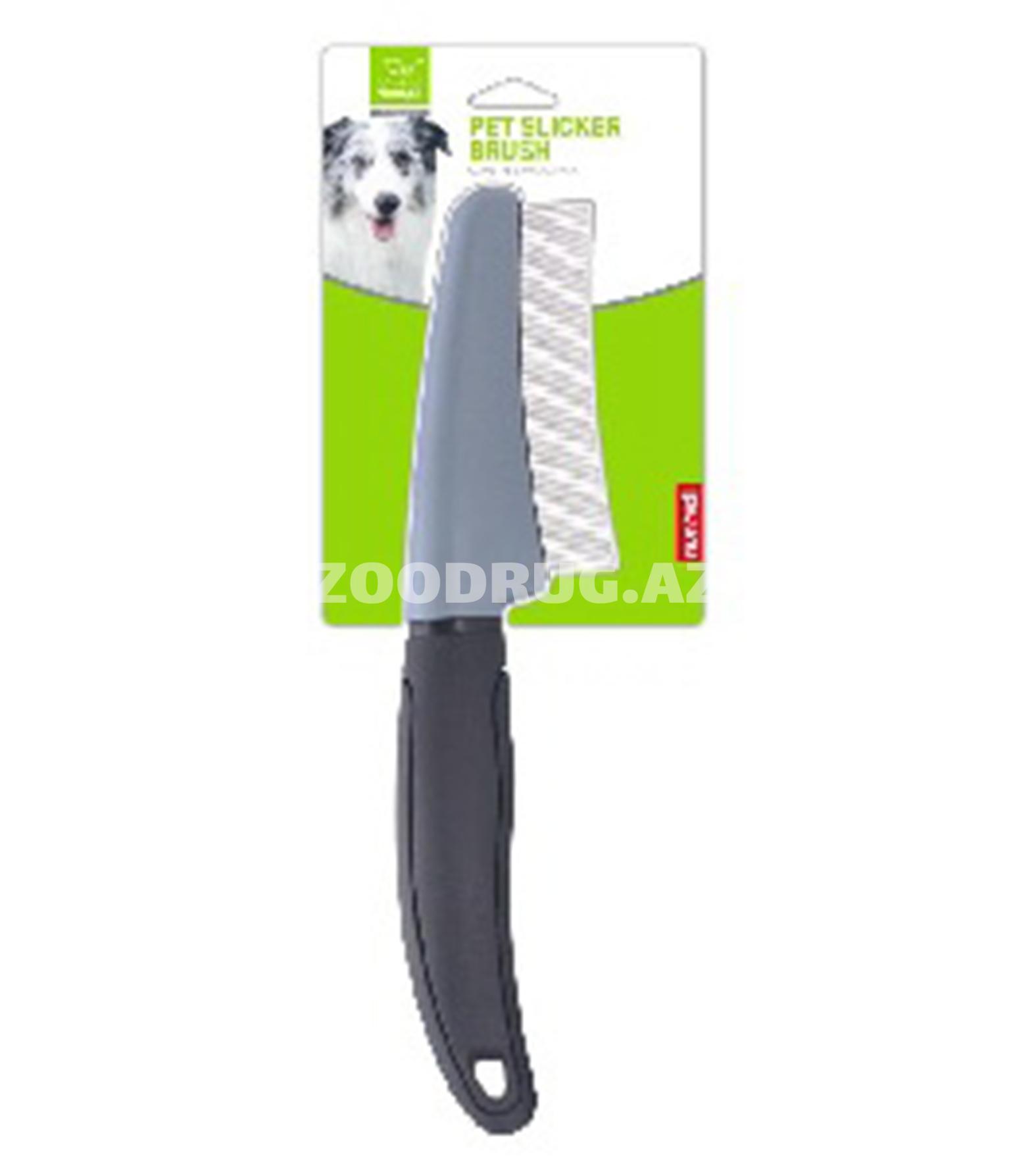 Расчёска Nunbell 0036 Pet Slicker Brush (узкая модель) — удобный инструмент для точного ухода за шерстью собак и кошек.