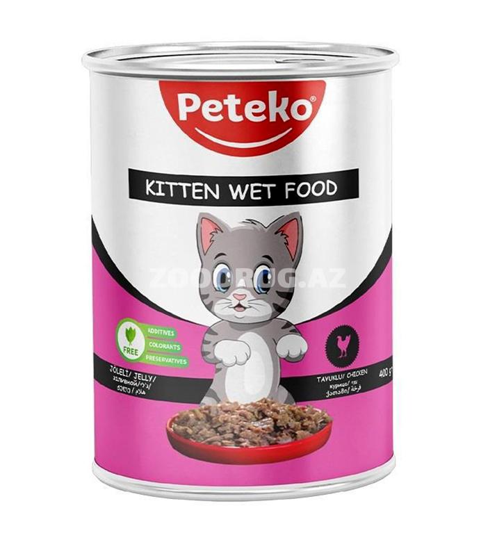 Влажный корм Peteko для котят с курицей в желе 400г