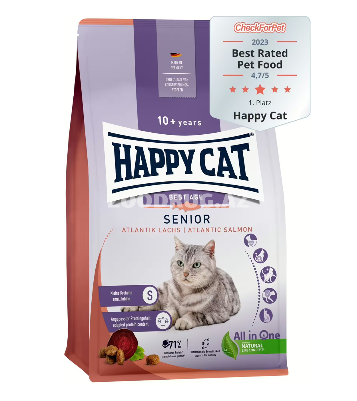 Сухой корм Happy Cat Senior Best Age Atlantic Salmon для пожилых кошек (лосось)