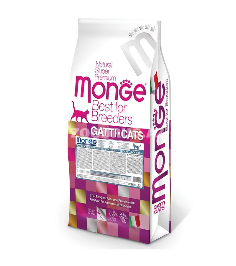 Сухой корм Monge Cat Sterilised Monoprotein  с форелью разработан для стерилизованных кошек