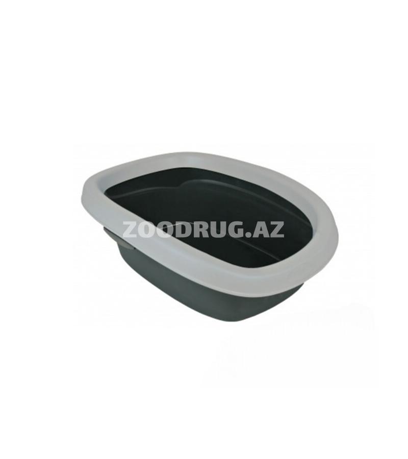 Лоток для кошек Trixie Carlo с рамкой Цвет:серый с белым ободком Размер:31×14×43см #40111