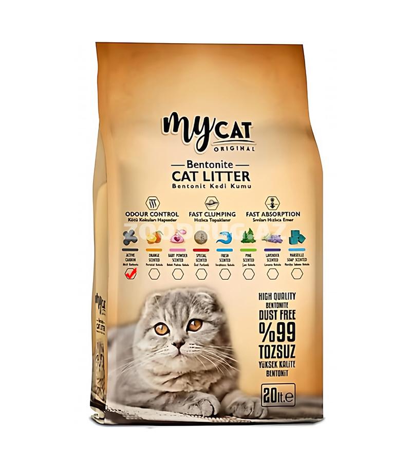Комкующийся наполнитель MyCat® для кошачьего туалета с активированным углём 20 л