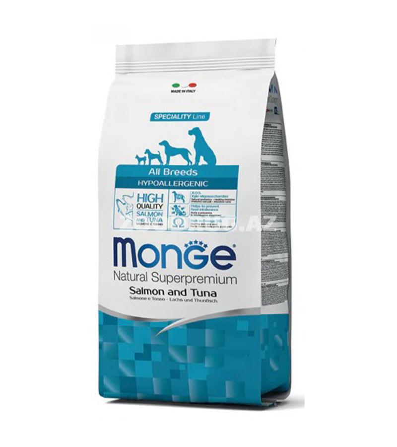 Monge Natural Superpremium Specialty Line Salmon and Tuna — гипоаллергенный сухой корм для взрослых собак всех пород с лососем и тунцом 12кг.