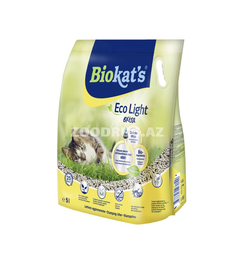 Наполнитель для кошачьего туалета Biokat's Eco Light EXTRA  комкующийся наполнитель, изготовленный из возобновляемых материалов с добавлением активированного угля