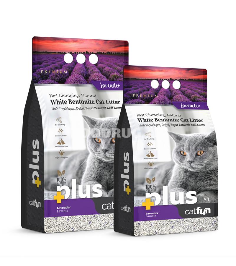 Наполнитель для кошачьего туалета CatFun Plus  бентонитовый, комкующийся с  запахом лаванды.