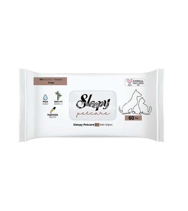 Влажное салфетки Sleepy Petcare для домашних животных 60 штук.