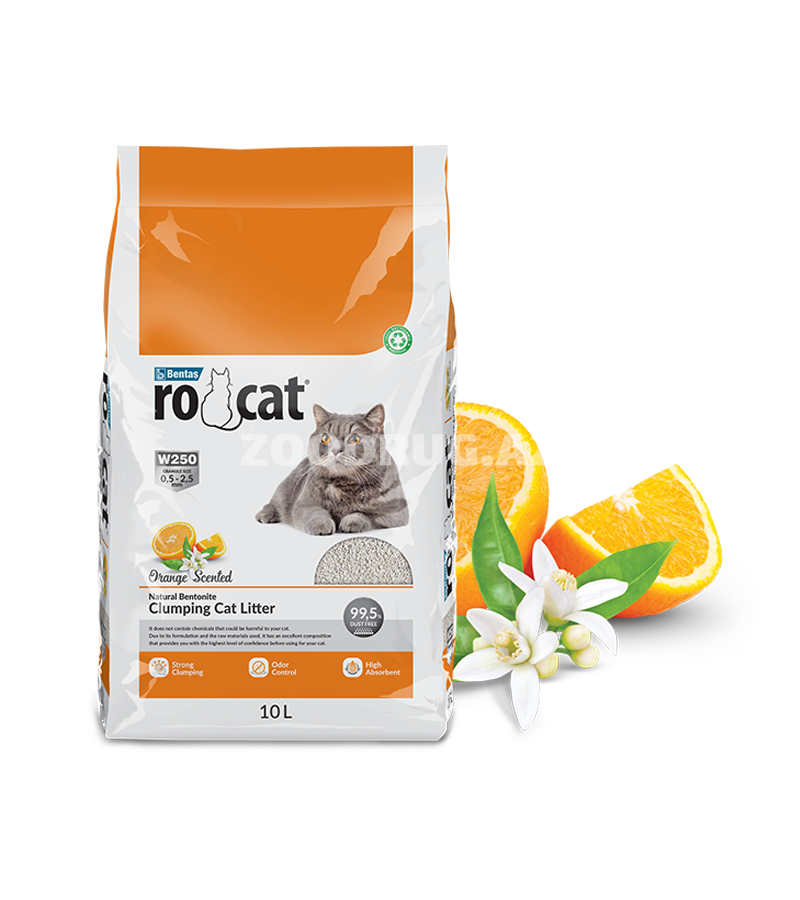Комкующийся наполнитель RoCat® для кошачьего туалета, бентонитовый, с ароматом апельсина