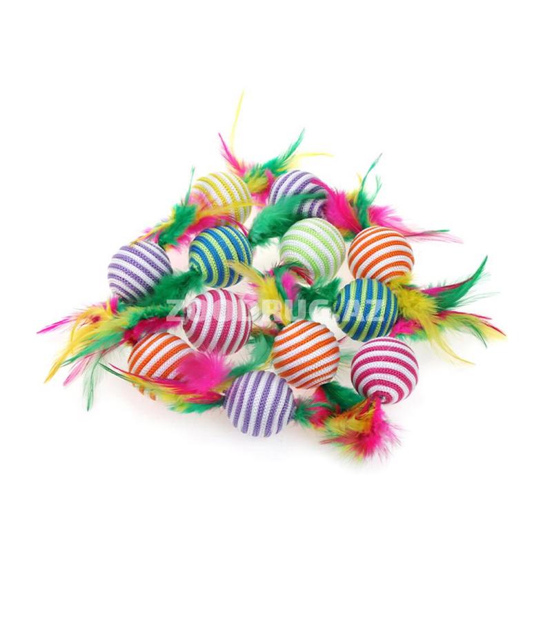 Игрушки-мячики Nunbell #0295 с перьями  это лёгкие, яркие и очень подвижные игрушки, которые мгновенно пробуждают охотничий инстинкт у кошек.