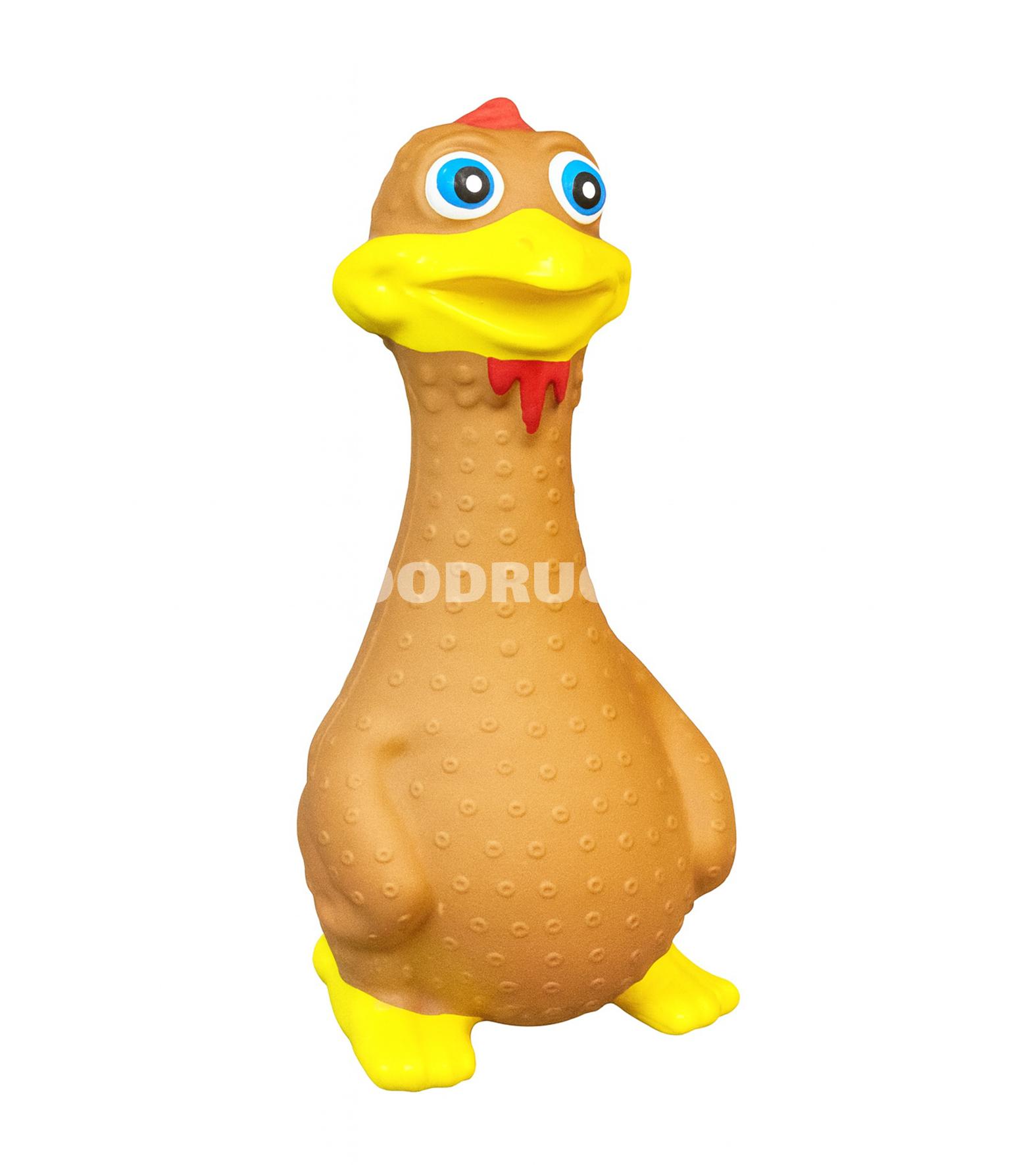 Nunbell #0082 Pet Latex Toys – toyuq formalı it oyuncağı (rəng: qəhvəyi və sarı).