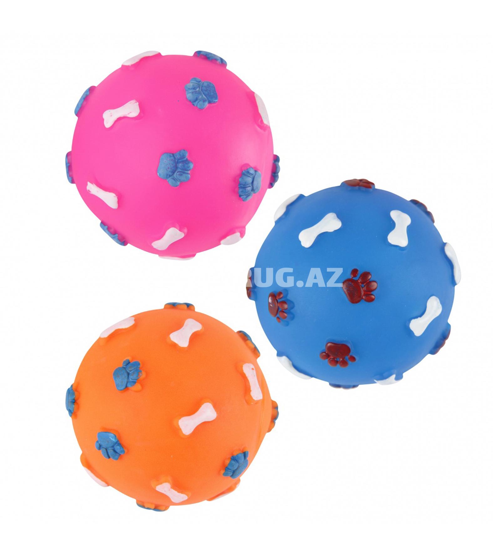 Игрушка Nunbell #0102  для щенков Pet Toys мяч с рисунками лапок и косточек