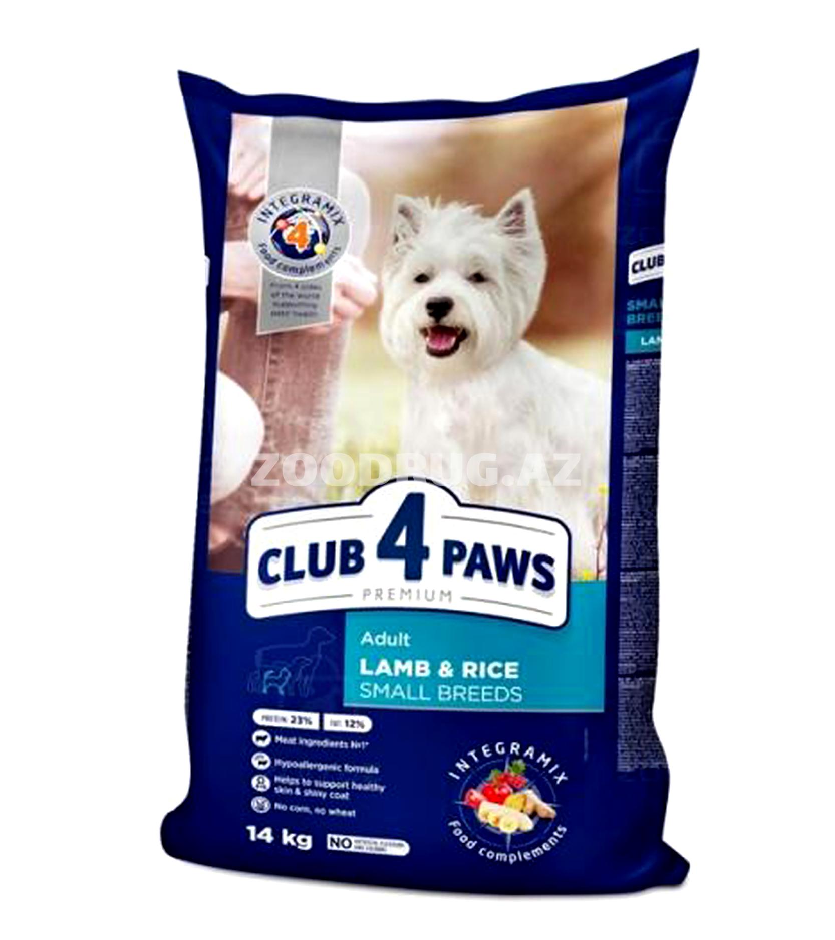 Сухой корм Club 4 Paws Premium Adult Lamb & Rice Small Breeds для взрослых собак мелких пород, 14 кг