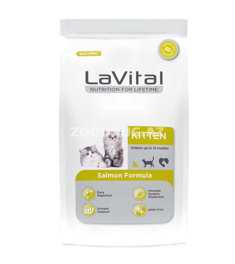 Сухой корм Lavital Kitten Salmon 10.5kg+1.5 kg  для котят для поддержания роста в возрасте от 3 недель до 12 месяцев со вкусом лосося