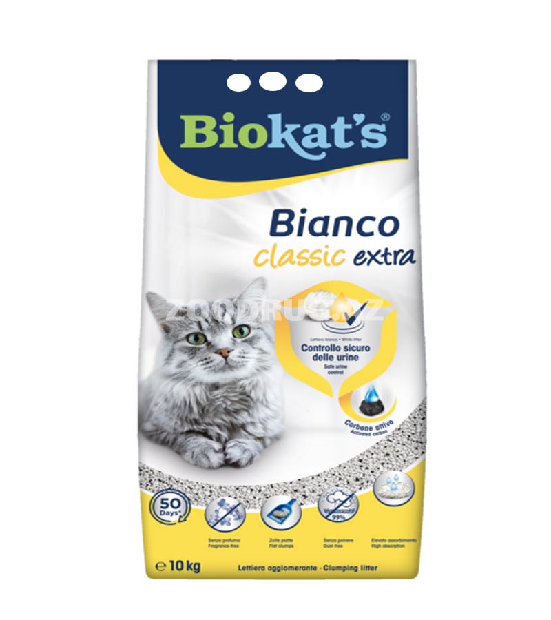 Наполнитель для кошачьего туалета Biokat's Bianco Classic Extra комкующийся бентонитовый наполнитель для кошачьего туалета  с активированным углем