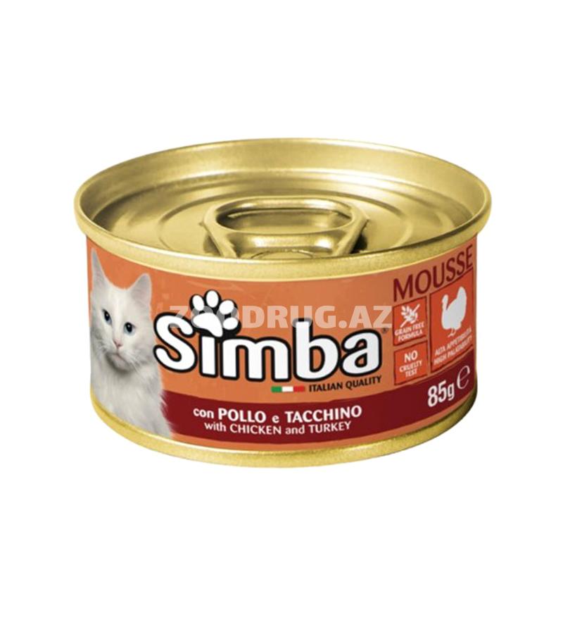 Влажный корм Simba Cat Mousse with Chicken and Turkey для взрослых кошек 85 г