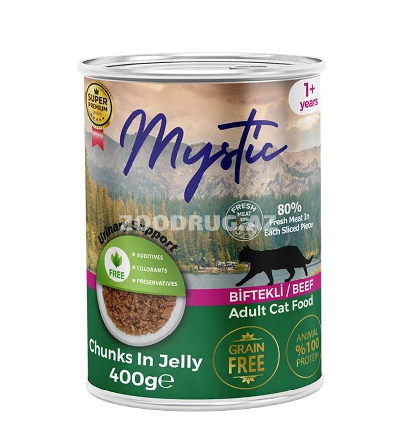 Mystic Консервы для взрослых кошек в желе с бифштексом 400гр