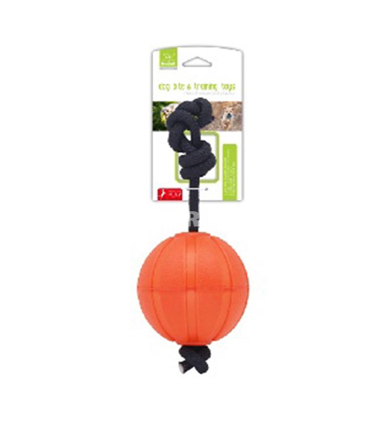 Игрушка Nunbell #126 для собак  с мячом на верёвке Цвет:оранжевый Размер: 7×37 см