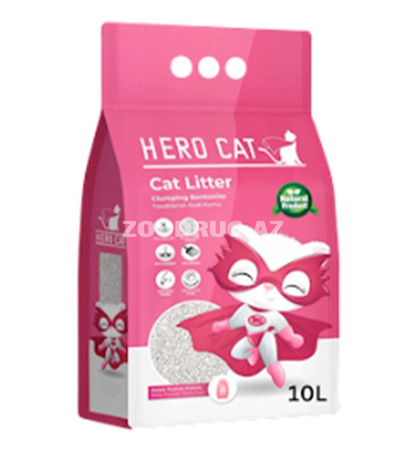 Наполнитель для кошачьего туалета Hero Cat Baby, бентонитовый, комкающийся с запахом детской пудры.