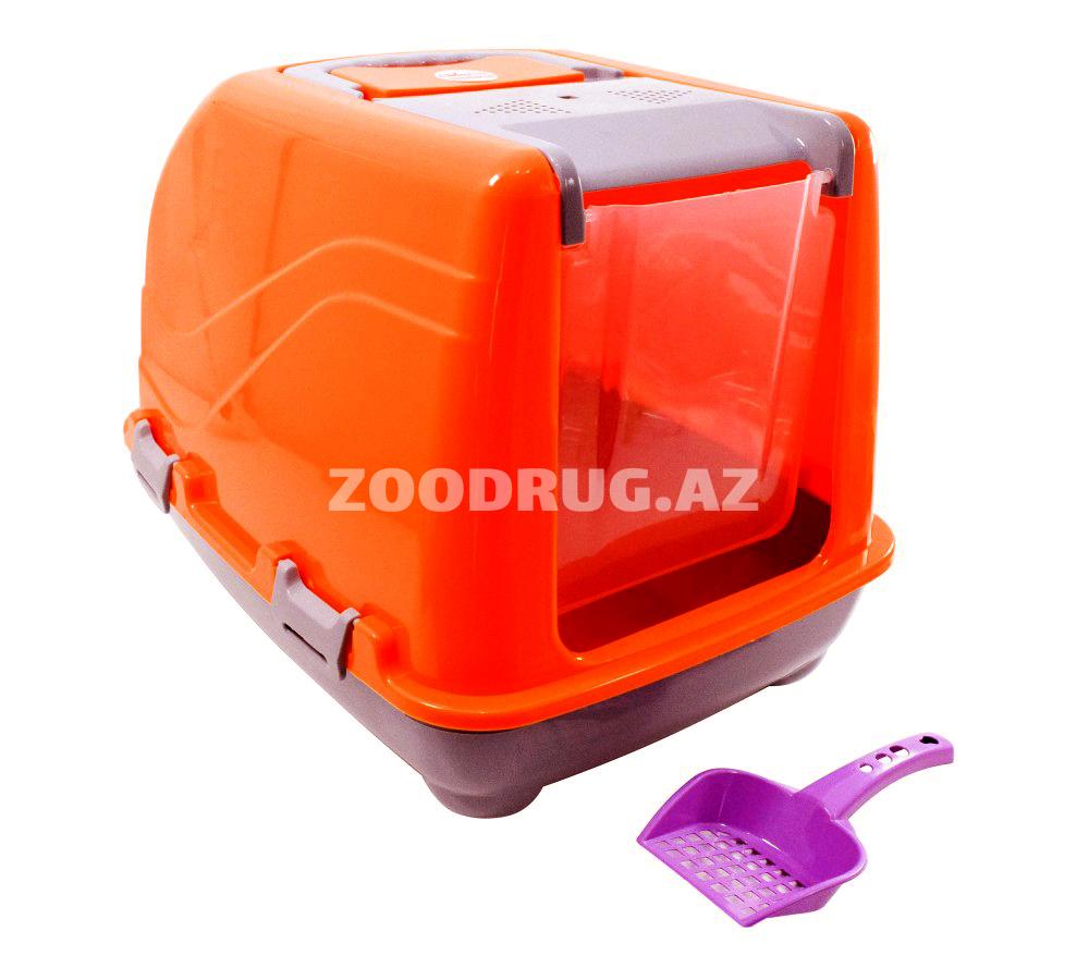 CaDoPet Cat Toilet Closed Красный закрытий биотуалет для кошек 32х47х36 см