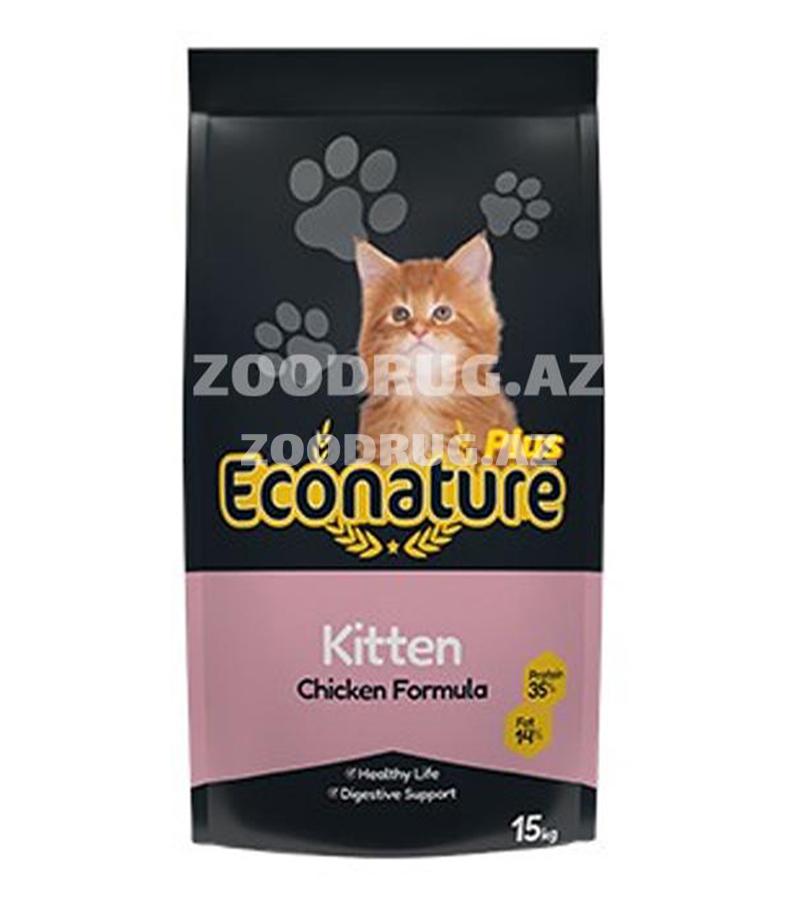 Сухой корм Econature Plus Kitten Chicken Formula предназначен для котят со вкусом курицы 15кг
