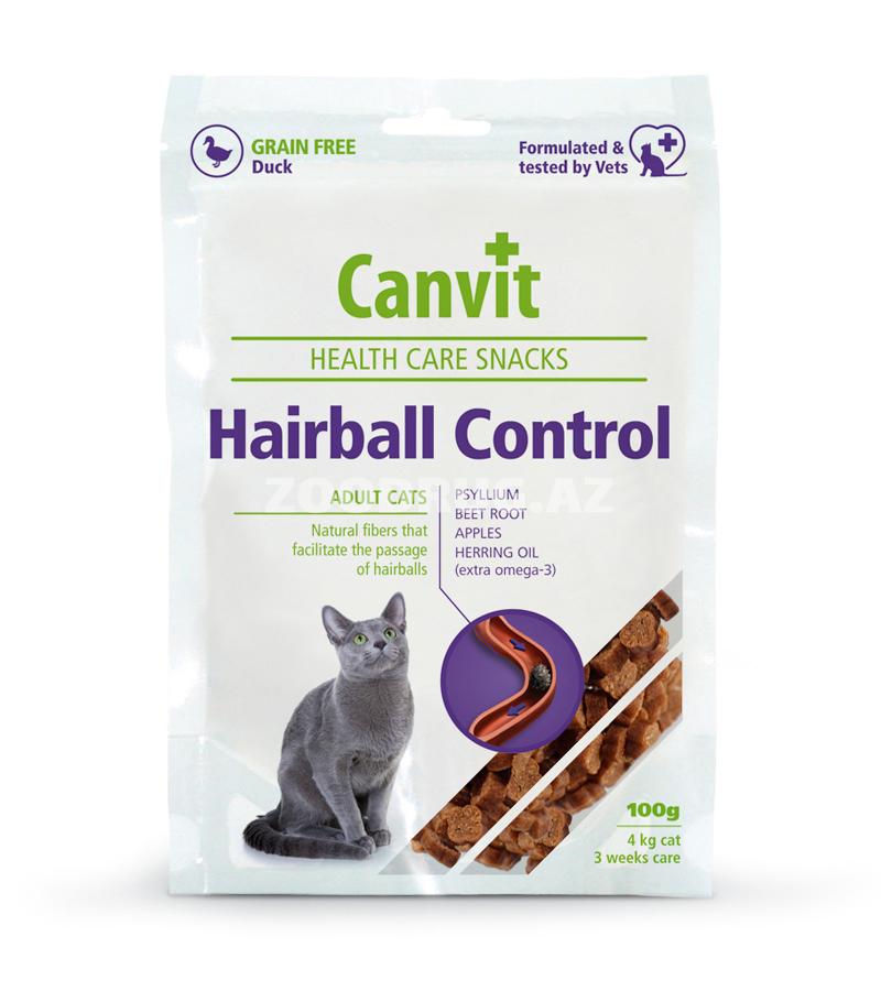 Лакомство Canvit Hairball Control Полувлажные функциональные лакомства для легкого выведения комков шерсти 100гр