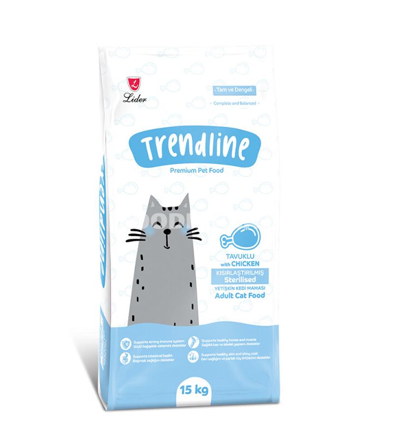 Quru yem Trendline Cat Adult Sterilized Chicken - steril edilmiş pişiklərin toyuq əti ilə Trendline quru yem