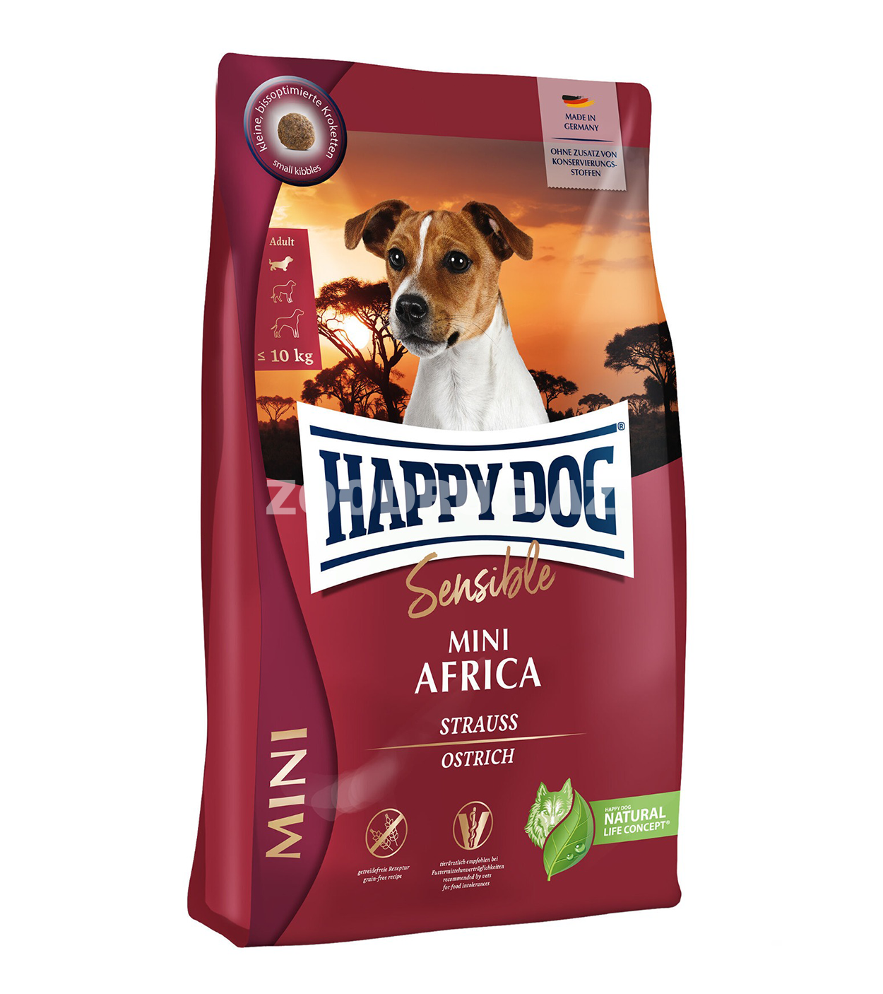 Сухой корм Happy Dog Mini Africa для взрослых собак мелких пород (до 10 кг)