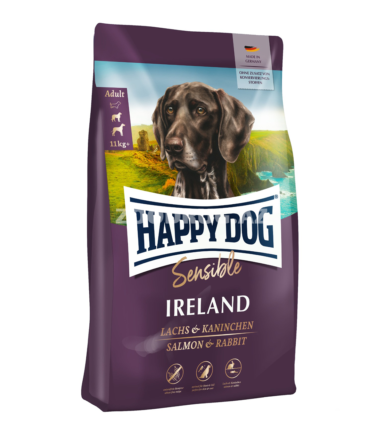 Сухой корм Happy Dog Sensible Ireland для взрослых собак средних и крупных пород (лосось и кролик)
