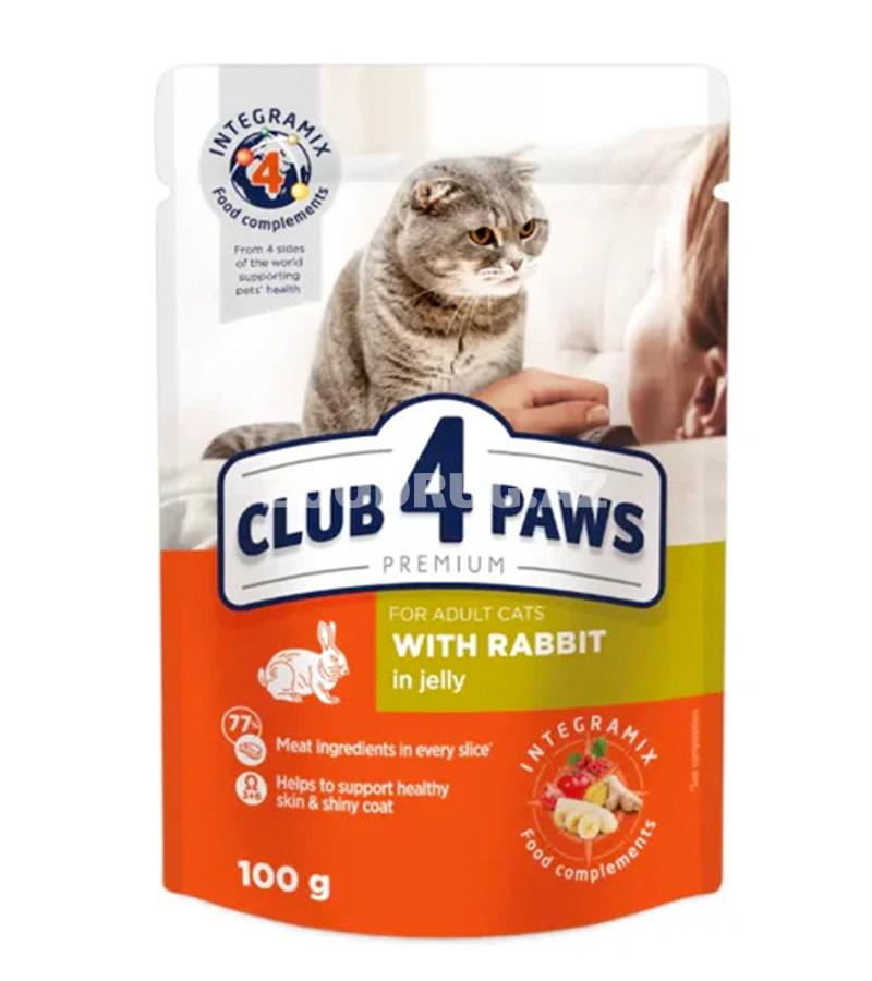 Влажный корм Club 4 Paws Premium для взрослых кошек с кроликом в желе, 100 г
