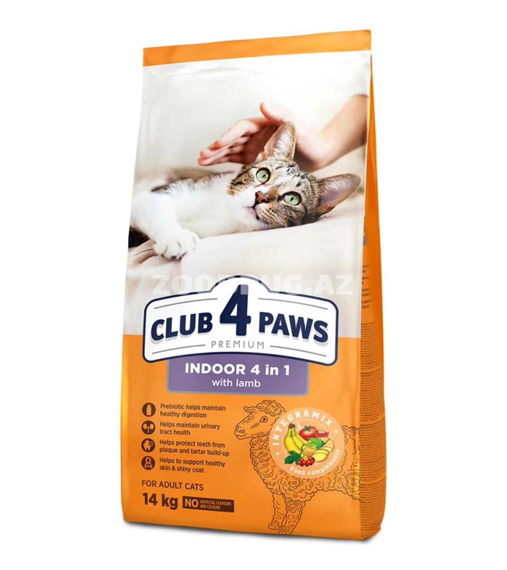 Сухой корм Club 4 Paws Premium Indoor 4 in 1 с ягненком, 14 кг