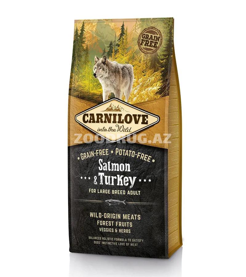 Сухой корм Carnilove Dog Adult Large Breed Salmon & Turkey  полнорационный беззерновой корм с лососем и индейкой для взрослых собак крупных пород.