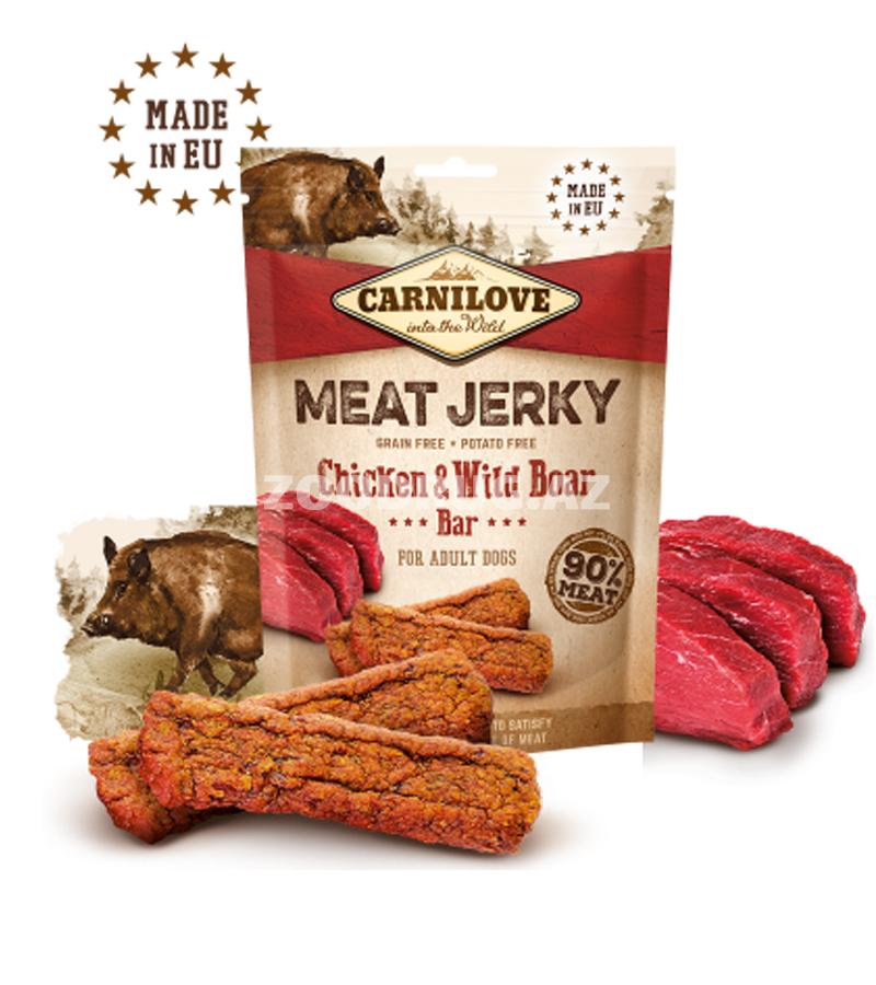Лакомство для собак Carnilove Dog Chicken & Wild Boar Bar Сушёный мясной деликатес – протеиновая палочка из курицы и дикого кабана 100 гр.