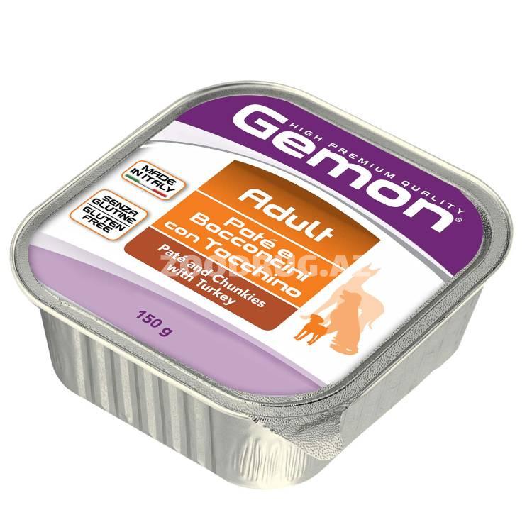 Влажный корм GEMON DOG ADULT для взрослых собак всех пород паштет с кусочками индейки 150 гр