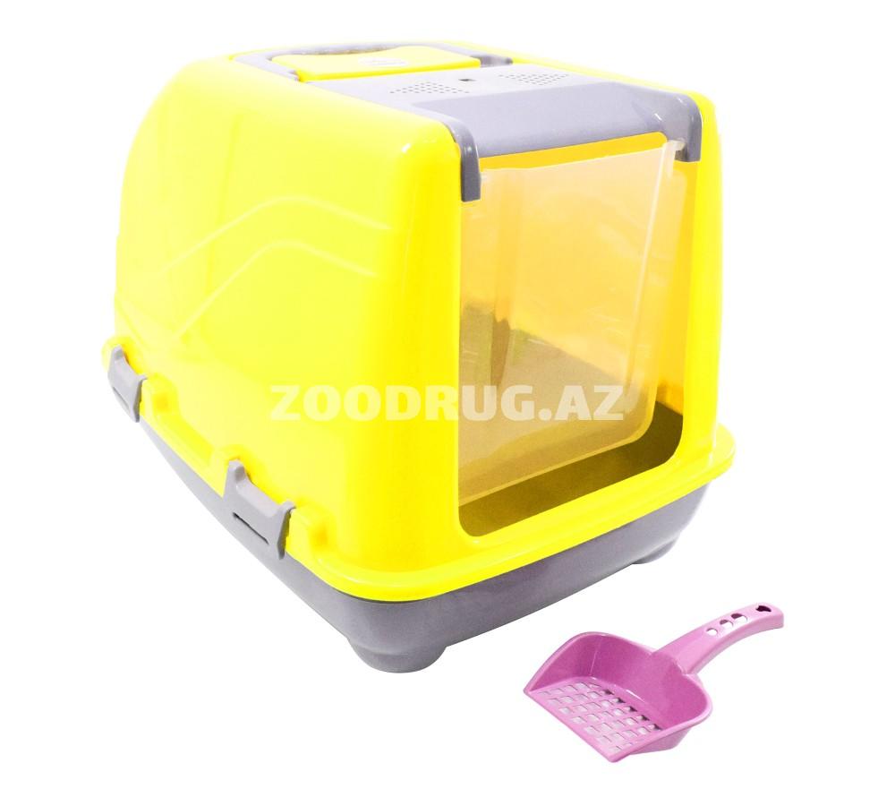 CaDoPet Cat Toilet Closed Желтый закрытий биотуалет для кошек 32х47х36 см