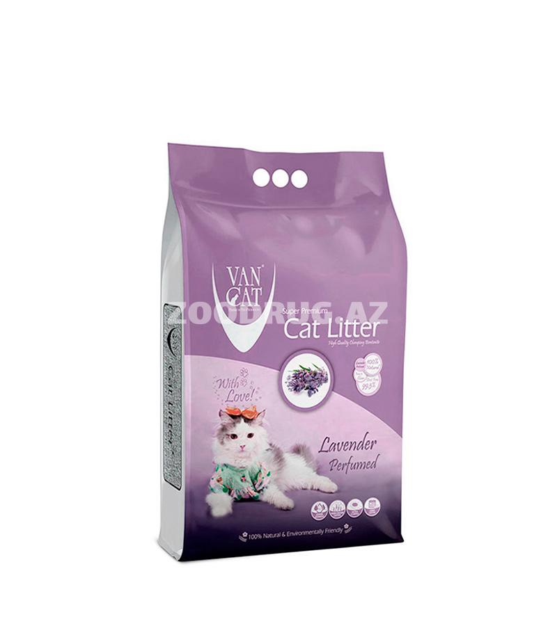 Наполнитель для кошачьего туалета Van Cat Premium Quality с ароматом лаванды бентонитовый комкающийся.