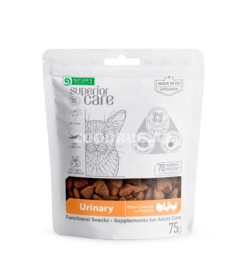 Лакомства Nature's Protection Superior Care Urinary Adult Cat пищевая добавка для поддержания здоровья мочевыделительной системы взрослых кошек с мясом домашней птицы 75 гр.
