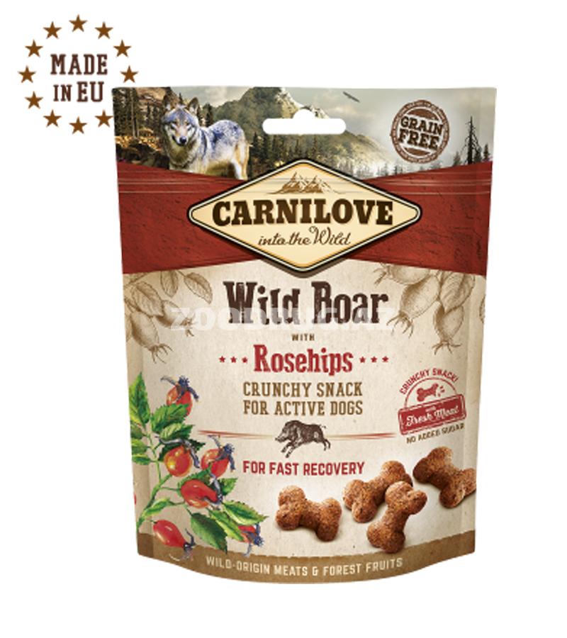 Лакомство для собак Carnilove Dog Crunchy Wild Boar with Rosehips  Вкусное лакомство с диким кабаном для активных собак 200 гр.