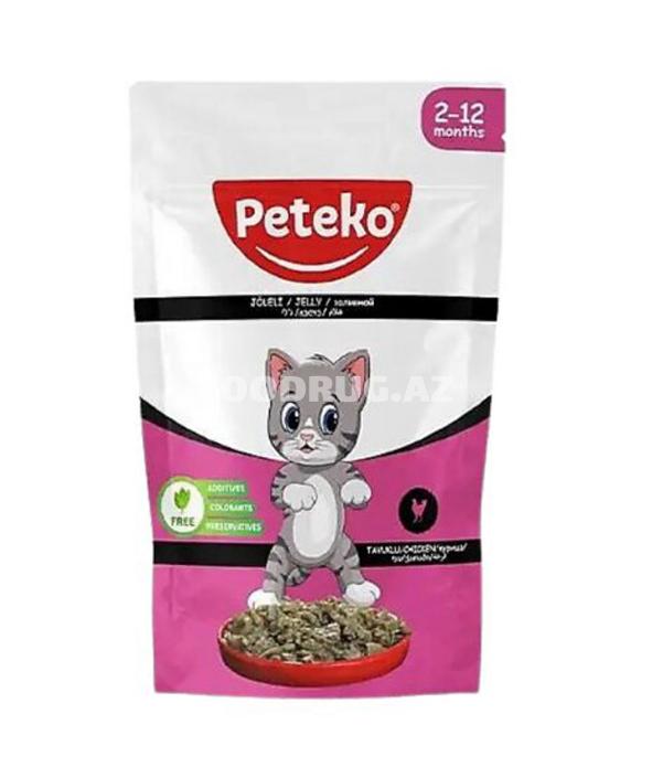 Pişiklər üçün yaş yem Peteko toyuqlu sousda 85 qr.