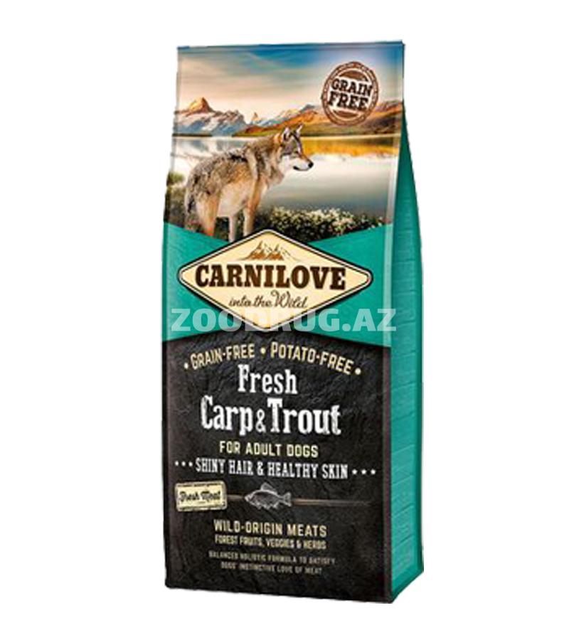Сухой корм Carnilove Dog Fresh Adult Carp & Trout  полнорационный беззерновой корм с карпом и форелью для взрослых собак всех пород.