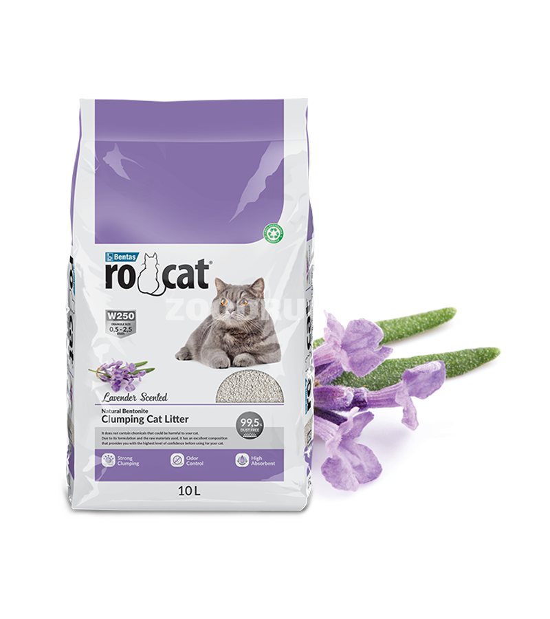 Комкующийся наполнитель RoCat® для кошачьего туалета,бентонитовый, с ароматом лаванды