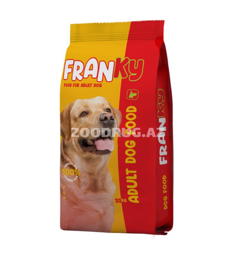 Сухой корм Franky Adult Dog Food - полноценный рацион для взрослых собак, рассчитанный на ежедневное питание и поддержание активности питомца со вкусом курицы.