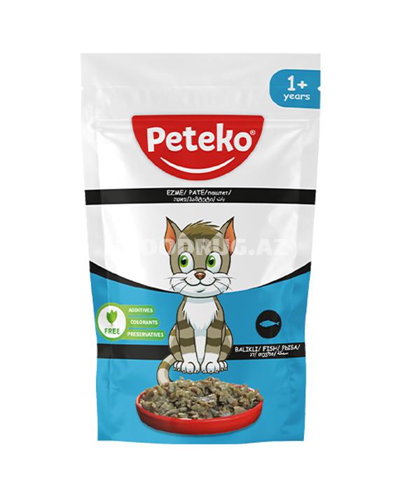 Влажный корм Peteko для взрослых кошек с рыбой в желе 85 гр.