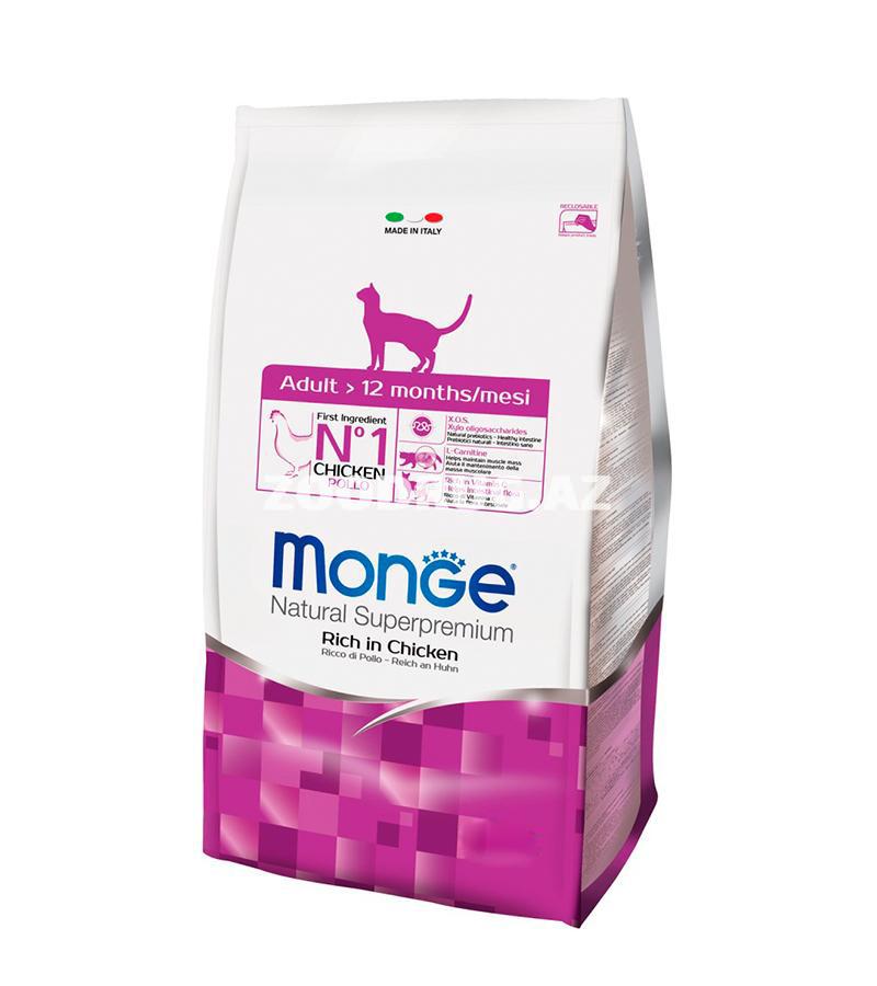 Сухой корм Monge Cat Adult Rich in Chicken для взрослых кошек старше 12 месяцев со вкусом курицы 400г