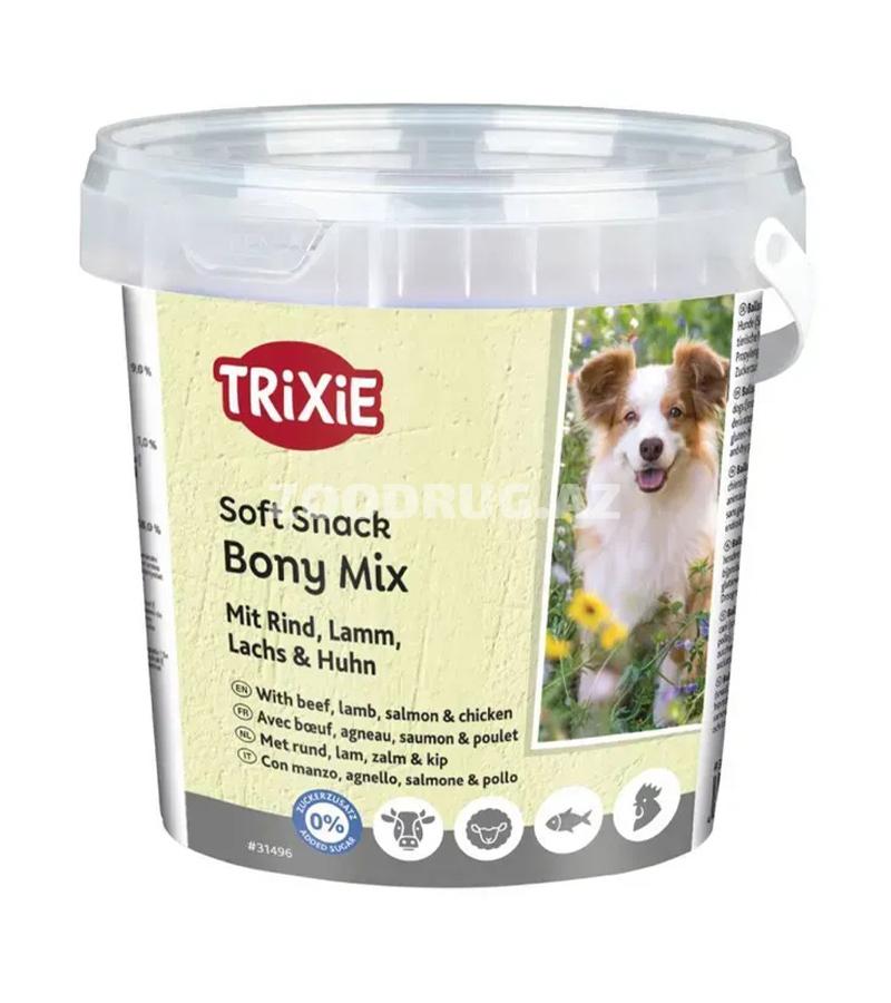 Витаминные лакомства Trixie для взрослых собак, в форме косточек с говядиной, ягнёнком, лососем и курицей 500 гр