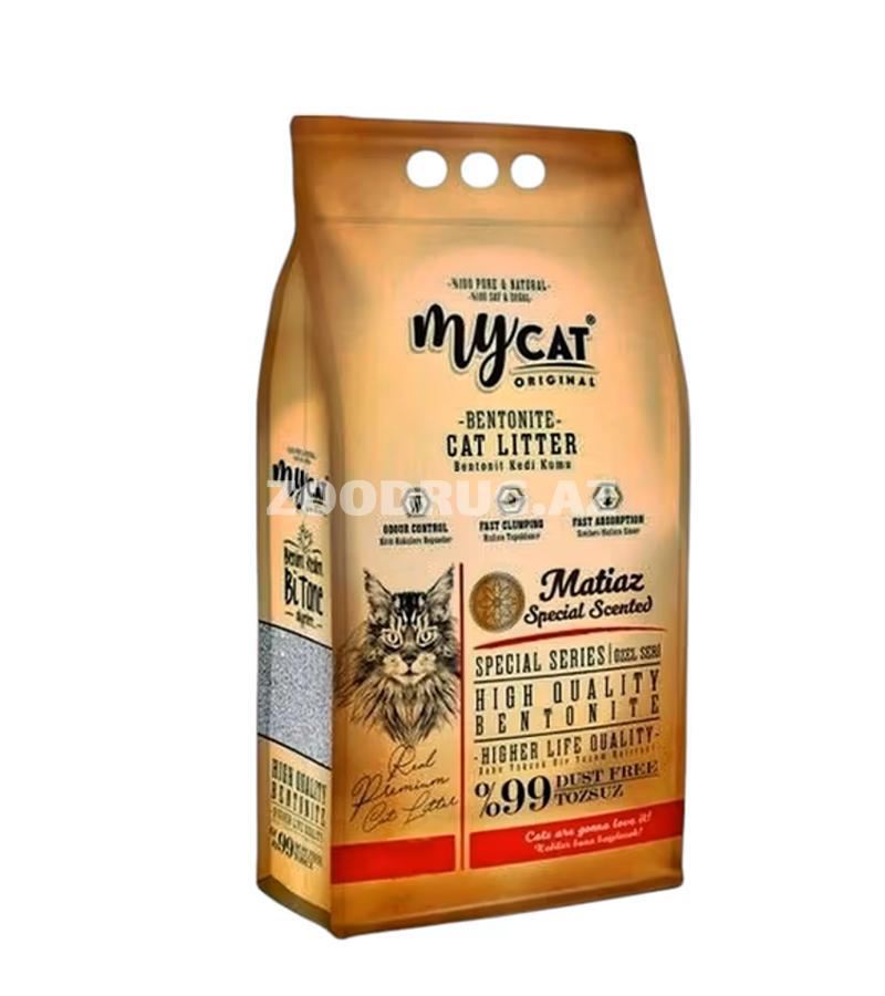 MyCat Matiaz pişik tualeti üçün doldurucu — təkmilləşdirilmiş formulaya sahib yüksək keyfiyyətli bentonit doldurucudur.