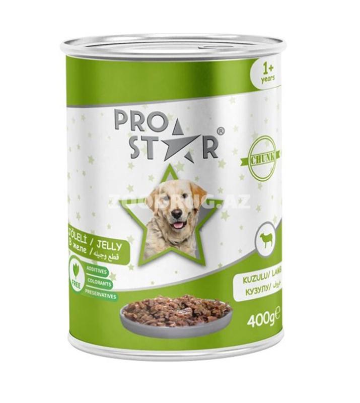 Влажный корм Pro Star для взрослых собак с ягнёнком в желе 400г