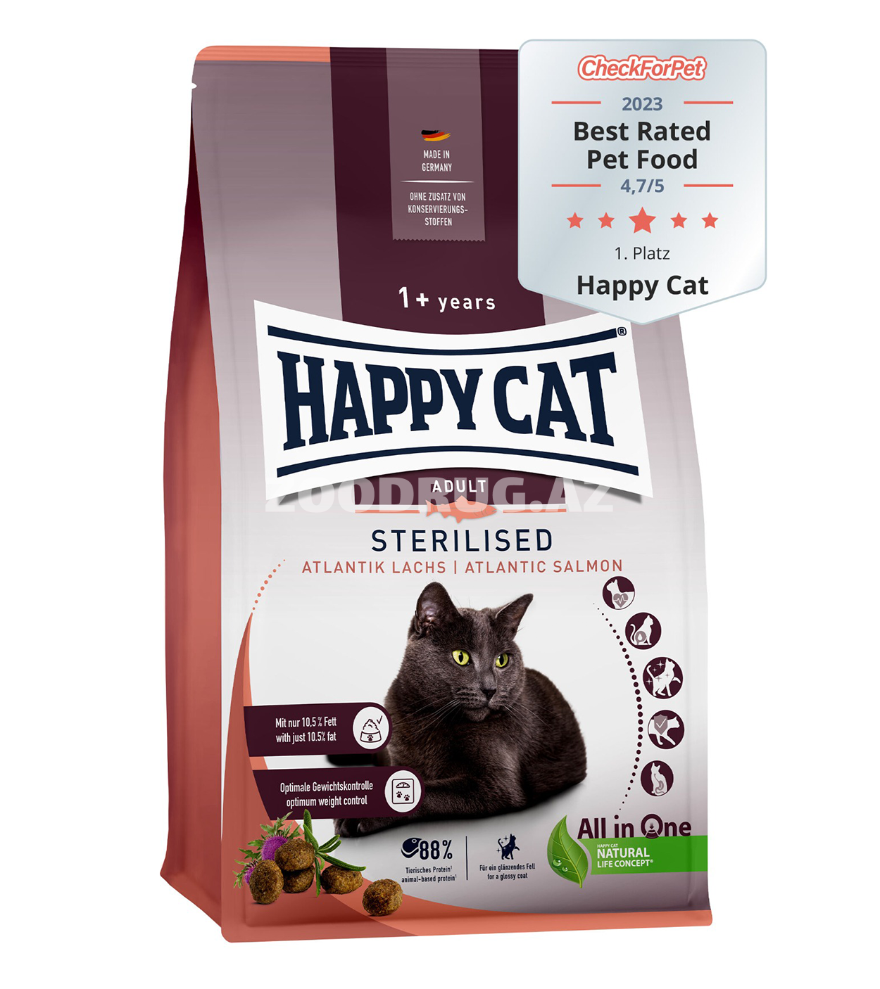 Сухой корм Happy Cat Sterilised Atlantic Salmon для стерилизованных кошек (лосось)