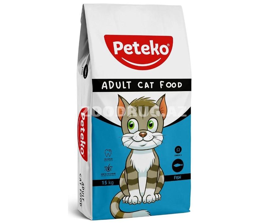 Quru yem Peteko Adult Cat Food, böyük pişiklər üçün balıq dadlı 15 kq