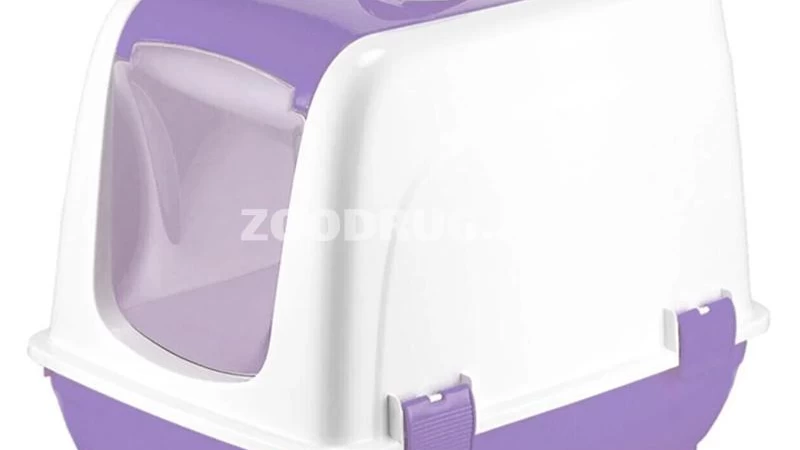 Zoodrug - Биотуалет для кошек. Цвет: Сиреневый. Размер: 50х40х35 см. в ...